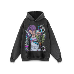 Sudadera Personalizada <span class=keywords><strong>de</strong></span> Algodón Negro Grueso con Lavado Ácido, Diseño Gráfico Vintage <span class=keywords><strong>de</strong></span> <span class=keywords><strong>Dragon</strong></span> <span class=keywords><strong>Ball</strong></span> Z, Trunks, Goku, Vegeta, Anime, Camiseta para Hombre, Sudadera con Capucha - Product Image 1