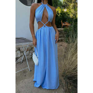 Vestido Largo Azul Vintage con Estampado de Leopardo Azul, Elegante, Sin Tirantes, de Spandex, con Forro de Alta Calidad, Talla XL para Mujer, para Fiesta, Otoño - Product Image 4