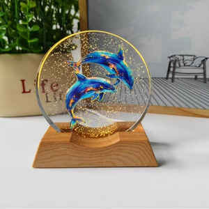 Luce Notturna 3D in Cristallo, Decorazione <span class=keywords><strong>da</strong></span> Comodino LED Luminosa, Stampa Colorata Cielo Stellato, Luce Atmosferica, Regalo Decorativo Natalizio - Product Image 5