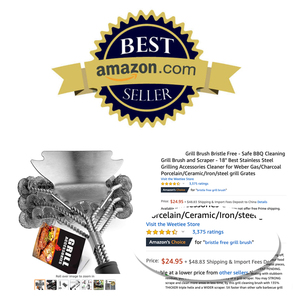 Beeman Heavy Duty Bristle Free Stainless Steel Clean Barbecue Bbq Grill <strong>Cleaning</strong> Brush and <strong>Scraper</strong> - Product Image 3