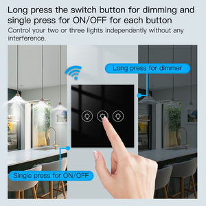 Langyeao EU UK Dimmer tường ánh sáng Thiết bị chuyển mạch <span class=keywords><strong>1</strong></span> <span class=keywords><strong>2</strong></span> 3 gang tuya nhà thông minh tự động hóa không dây điều khiển từ xa EU/UK trung tính sống dây - Product Image 4