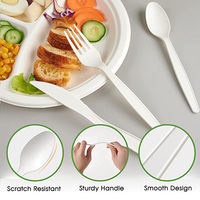 Ensemble de couverts biodégradables en Pla jetables, emballage individuel, couteau lourd, fourchette, cuillère, ustensiles en plastique