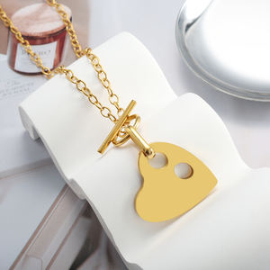 Artsy Minimalist Painter Palette Heart 18k Gold Plated Stainless Steel Necklace <strong>Quirky</strong> Creative Toggle Jewelry for Women - Product Image 2