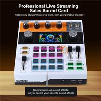 Carte son C200 pour diffusion en direct / chant, mixeur audio Bluetooth, console de mixage réglable