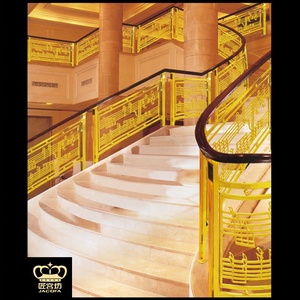 Barandilla Dorada de Lujo con Pasamanos de Aluminio para Escaleras de Hotel o Villa - Product Image 4