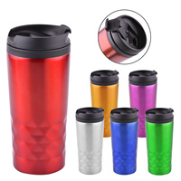 Tasse de voyage à Double paroi en acier inoxydable 350ml/500ml, 16oz, sans BPA, pour bureau automobile, avec revêtement en plastique, bon marché