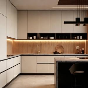 Armoires de cuisine sans cadre en laque haute brillance de style européen, ensemble modulaire moderne avec tiroirs à fermeture douce pour les maisons contemporaines - Product Image 5