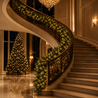Guirlande de Noël LED pré-éclairée 9FT 420 LED, fil enroulé, vert blanc chaud, décoration commerciale, homologuée UL, vente en gros