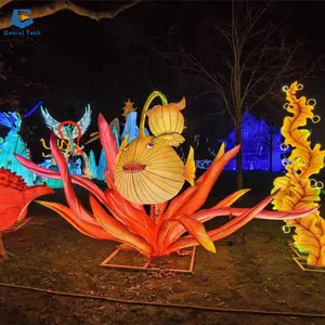 Fl98 ngoài trời giáng sinh lụa đèn lồng phim hoạt hình cá hình dạng đèn lồng cho lễ hội trang trí