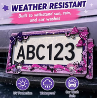 Support de plaque d'immatriculation décoratif en plastique imperméable avec impression Kuromi, format standard américain, vente en gros