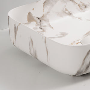YINGJIE Baskom Keramik Persegi Panjang Desain Eropa Bak Kamar Mandi CUPC Marbl Counter Atas untuk Hotel - Product Image 4