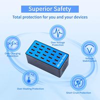 Station de charge USB 100W/20A à 20 ports, station de charge multi-USB pour smartphones, tablettes, PC, appareil photo, MP3, MP4