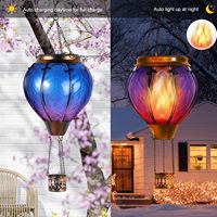 Lanterne solaire rechargeable pour jardin, design ballon à air chaud, disponible avec lumières solaires extérieures scintillantes