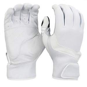 Guantes de Bateo de Cuero Blanco con Soporte Acolchado para la Muñeca, Cierre Transpirable de Velcro, Unisex, para Adultos, Entrenamiento, Ambidiestros - Product Image 2