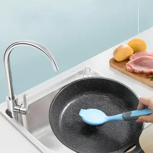 Brosse à vaisselle souple DS2908 pour le nettoyage des casseroles et des éviers Brosse à vaisselle en silicone avec poignée