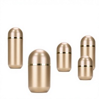 Flacon en plastique acrylique doré haut de gamme en forme de balle pour médicaments, comprimés, capsules, distributeur de pilules vide de 15 ml, double couche, à visser