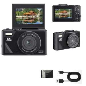 Super Deal 5K 75MP Flip Screen Vlogging Camera WiFi APP Control 19 Filters Webcam OEM Customizable DC1807 18X Digital 1)5K - Product Image 5