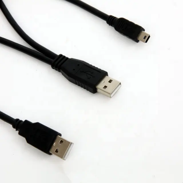 2で1 USB2.0ケーブルタイプAミニbm 5pin男性YケーブルPC HDD