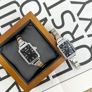 Korean Style Women's Quartz <b>Watch</b> Stainless Steel <b>Case</b> Rhinestone Square Dial Analog Display Butterfly Clasp 8mm Thickness - Product Image 3