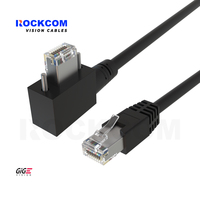 Cat 5e Jige kabel Ethernet, kabel komunikasi jaringan R/A 90R 1M RJ45 sampai RJ45 W/sekrup tersembunyi