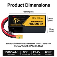 Baterai LiPo Kelas Industri 350Wh/kg 30C 22.2V 16Ah 6S1P Paket Lunak Ultra-Ringan untuk VTOL Angkat Berat & UAV Daya Tahan Lama