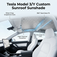 Pare-soleil pour toit ouvrant Melco Tesla Model 3/Y, polyester gris argenté de 2 mm d'épaisseur, isolation thermique, pare-soleil 2021-2023