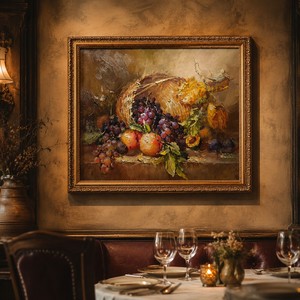 Quadro su tela impressionista fatto a mano con texture 3D, Cesto di Uva, Natura Morta con Frutta, per Arredamento Casa, Cucina, Sala da Pranzo - Product Image 5