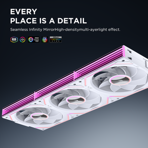 Jungle Leopard V2se 360มม. ARGB แชสซีระบายความร้อนสำหรับเกม-แบริ่งน้ำมัน55CFM 30dBA เดินหน้า/ถอยหลังสีดำและขาว - Product Image 3