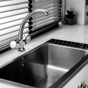 Mélangeur d'évier monotrou chromé avec bec coulé pour détergents - Product Image 4