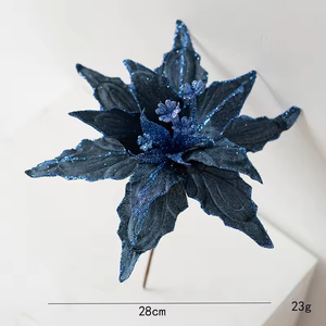 Wholesale Large <b>Tree</b> Glitter Poinsettias Christmas Flowers Xmas New Year Wedding Party Holiday DIY Decoration - Product Image 5