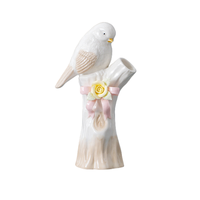 Décoration de jardin Petits oiseaux en céramique avec fleur Figurine d'oiseaux en céramique