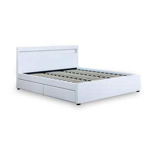 Новинка, Королевский размер, 4 ящика, рама для хранения кровати из искусственной кожи, основание для кровати, деревянная мебель, белый цвет - Product Image 2