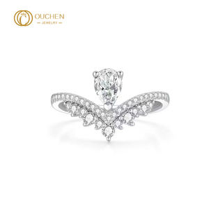 Cincin Berlian Buatan Laboratorium OUCHEN Custom Gia Igi Cvd, Cincin Emas/Emas Putih/Perak, Cincin Pernikahan/Tunangan, Perhiasan untuk Wanita - Product Image 6