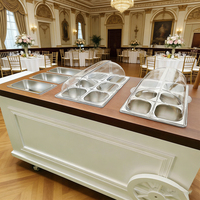 Chariot de buffet mobile en bois de luxe portable, équipé de plateaux alimentaires pour la restauration en plein air, les remises de diplômes, le Nouvel An chinois, les événements de Noël