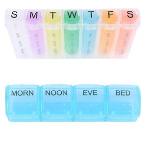 Boîte de rangement en plastique à ressort 28 compartiments, couleurs arc-en-ciel, 7 jours, pour pilules - Product Image 4