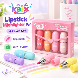 KAIX Ensemble de <span class=keywords><strong>mini</strong></span> marqueurs surligneurs en forme de rouge à lèvres, <span class=keywords><strong>4</strong></span> <span class=keywords><strong>couleurs</strong></span> pastel, <span class=keywords><strong>stylo</strong></span> 2-en-1 et surligneur pour agenda et journal - Product Image 3
