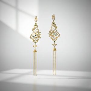 ต่างหูพู่ห้อยหยกประดับขนนกนกนางแอ่น ชุบทองคำขาว-ทองคำคลาสสิก ประดับมุก ดีไซน์<span class=keywords><strong>จีน</strong></span> สง่างาม - Product Image 1