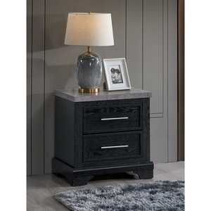 Grande G003500 N Nightstand Black 2 <b>Drawer</b> Storage <b>Side</b> <b>Table</b> Bedroom Furniture - Product Image 1