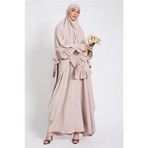 Robe Abaya de style Dubaï haut de gamme personnalisée pour femmes musulmanes, design brodé, bordure à volants, manches longues, robe ample - Product Image 1