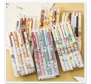 6 Stk/partij Kawaii Gel Pen Set Leuke Balpennen 0.5Mm Zwarte Inkt Cartoon School Student Kantoorbenodigdheden