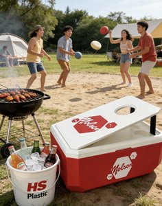 Nevera Portátil de Plástico HS de 35L con Juego de Bean Bag, Caja Refrigeradora para Mantener los Alimentos Frescos, Nevera Rígida con Juegos - Product Image 1