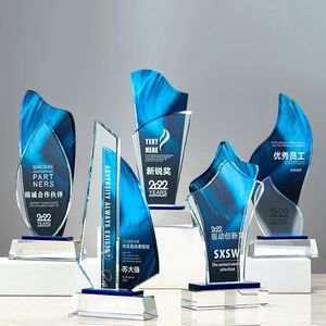 Wholesale K9 Crystal Customise Crystal <b>Trophy</b> Award <b>Plaque</b> <b>Trophy</b> Color Printing Glass Award for Souvenir - Product Image 1