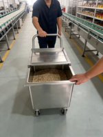 RVS zilveren meelwagen voor restaurant en cafetaria, voor het opbergen van ingrediënten, met wielen