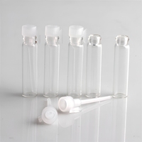 Tabung Kaca Borosilikat Portabel Kecil 1ml2ml untuk Sampel Minyak Atsiri Parfum, Botol Kosong untuk Sablon Stopper