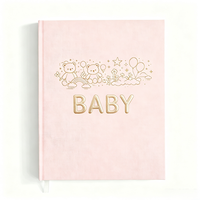 Journal de souvenirs pour bébé en lin avec couverture rigide, logo personnalisé en feuille d'or, cadeau de naissance, carnet