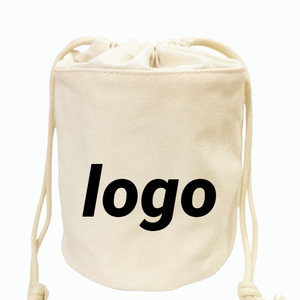 Wholesale Custom Logo Makeup Bag Portable <b>Round</b> <b>Canvas</b> Cosmetic Case with Drawstring Closure - Product Image 1