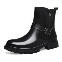 Bottes de travail et de moto pour homme en cuir pleine fleur, mi-mollet, pour l'hiver, grandes tailles, élégantes, pour l'extérieur