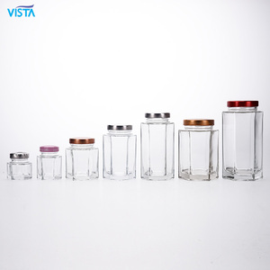 Vista Tùy Chỉnh Cấp Thực Phẩm Lưu Trữ Kẹo Cao Đá Lửa Vuông Thực Phẩm Lưu Trữ Lọ Thủy Tinh Với Kim Loại Có Nắp Đậy <span class=keywords><strong>Jar</strong></span> Cho Trang Trí Nội Thất - Product Image 2