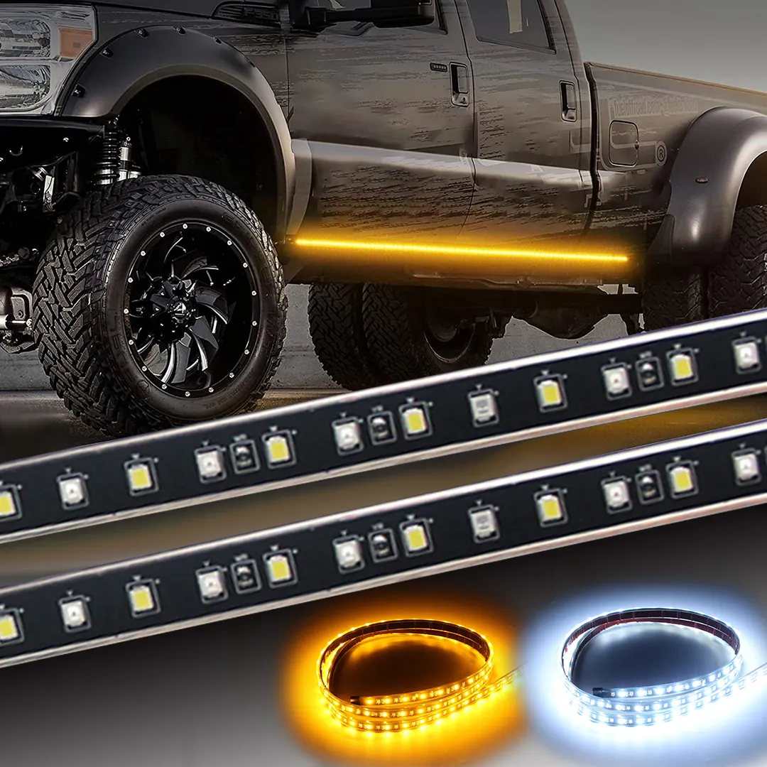 Flexible LED Trittbrett Seite Schritt Beleuchtung Kit LKW SUV Weiß Bernstein Licht für Ford GMC Chevy Dodge Toyota Nissan Honda IP68