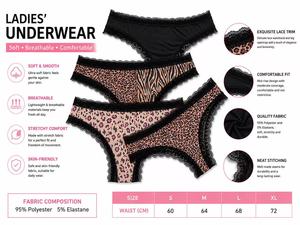 Mutandine da donna a vita alta in maglia sottile con stampa in pizzo, sexy, a vita bassa, invisibili, confezione da 5, taglie S-XL, 7 colori - Product Image 3